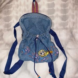 Vintage Tweety Bird denim mini backpack